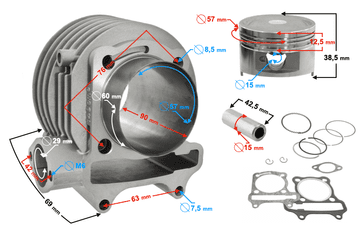 shumee Moretti 150cc cilinder za skuter Huragan 5 s horizontalnim motorjem