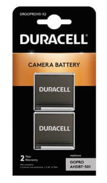 shumee 2x baterija Duracell GoPro Hero 5 6 7 črna AHDBT-501 [1250 mAh]