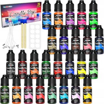 shumee KOMPLET ZA IZDELAVO SVEČNEGA VOSKA IN MILA 26x TEKOČE BARVILO + STENJI