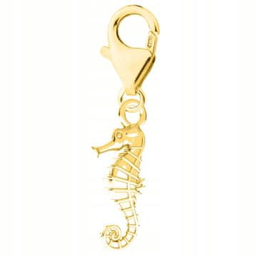 shumee Zlat obesek z morskim konjičkom, srebro 925