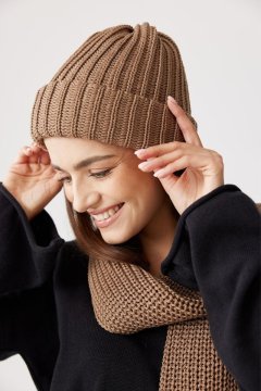 shumee SOPHIE Klobuk iz 100% merino volne - CAMEL