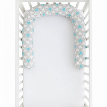 shumee Minky blazina za otroško posteljico na kolesih 200 cm - turkizna srca turkizna srca