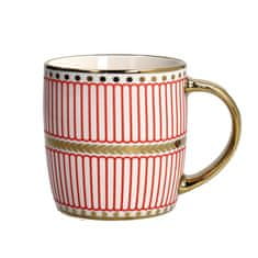 Andrea Fontebasso Lonček Graffiti 360ml / rdeče črte / porcelan