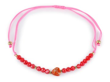 Zapestnica shamballa srce in rezane kroglice z AB učinkom - roza korala