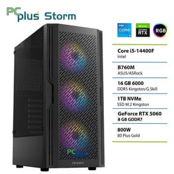 PCplus Storm namizni računalnik, i5-14400F, 16GB, SSD1TB, RTX5060, FreeDOS
