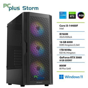PCplus Storm namizni računalnik, i5-14400F, 16GB, SSD1TB, RTX5060, W11H