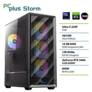 PCplus Storm namizni računalnik, Ultra 5-225F, 16GB, SSD1TB, RTX5060, FreeDOS
