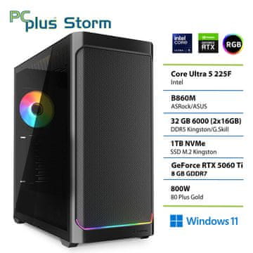 PCplus Storm namizni računalnik, Ultra 5-225F, 32GB, SSD1TB, RTX5060Ti, W11H