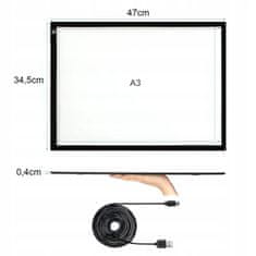 Dexxer Velika grafična USB LED tablica A3 za slikanje in skiciranje