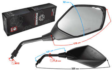 shumee R+R ogledalo za motocikel (premer navoja 10 mm) s homologacijo