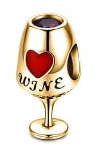 shumee Gold Charm kozarec za vino z vinsko kroglico za pijačo Wine Toast SREBRNO 925