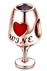 shumee Pozlačen kozarec za vino Charms s kroglico za pijačo Wine Toast Wine 925 SREBRNO