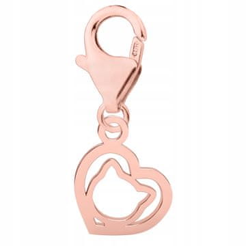 shumee Pozlačen obesek v obliki srca z mucko mačko Kitten Heart Heart SREBRO 925