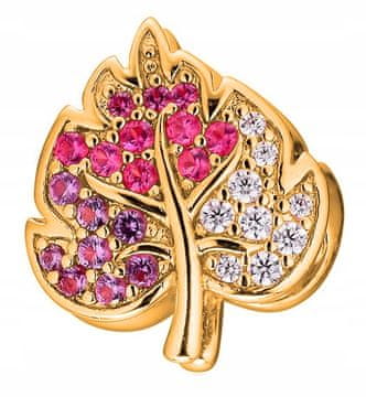 shumee Zlati obeski, pisani lističi, rdeči cirkoni, SREBRO 925