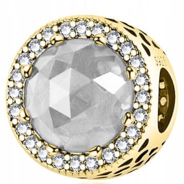 shumee Zlata kroglica iz belega kamna z belim kristalom 925 SREBRNO