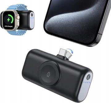 shumee Mini prenosna baterija 5000 mAh 22,5 W črne barve s hitrim polnjenjem in Lightning črno barvo