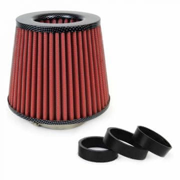 AMIO Univerzalni stožčasti zračni filter rdeč/ogljik + 3 adapterji AMIO-01713