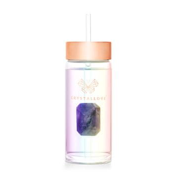 shumee Steklenica za vodo CRYSTALLOVE z ametistom in slamico 400 ml - hologram