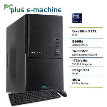 PCplus E-Machine namizni računalnik, U5-225, 16GB, SSD1TB, FreeDOS + miška in tipkovnica