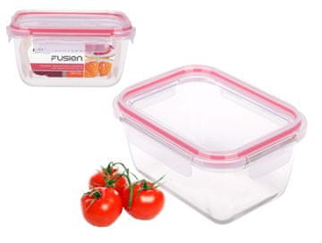 shumee Pravokotna toplotno odporna steklena škatla za malico s pokrovom FUSION artikel 81452, nepredušna 950 ml za živila, tesno zapiranje s silikonskim tesnilom