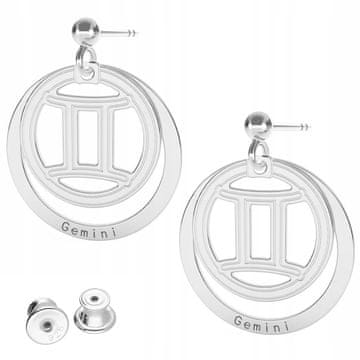 shumee Srebrni uhani z znakom zodiaka Gemini Gemini Zodiac Sign SREBRO 925