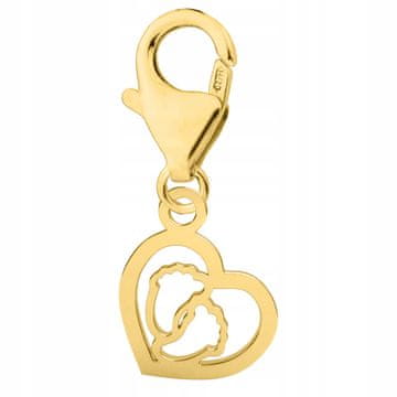 shumee Zlat obesek v obliki srca z nogami, otroške nogice, SREBRO 925