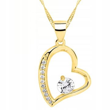 shumee Zlata ogrlica Srce Kubični cirkonij Srce Kristalni kamen SREBRO 925