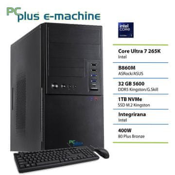 PCplus E-Machine namizni računalnik, U7-265K, 32GB, SSD1TB, FreeDOS + miška in tipkovnica