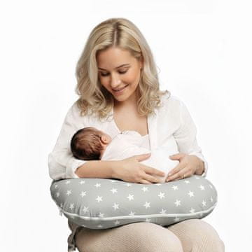 shumee Majhna blazina za dojenje v obliki rogljička - sive zvezdice