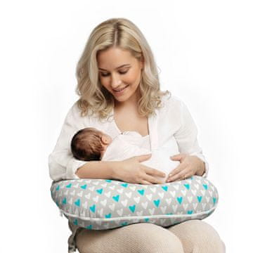 shumee Majhna blazina za dojenje v obliki rogljička - turkizna srca