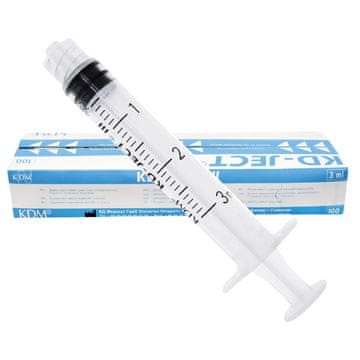 shumee 3 ml brizga z luer lock nastavkom, tridelna, KD-JECT III, 100 kosov.