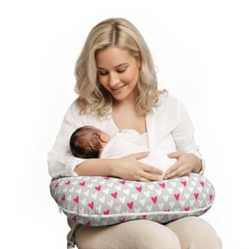shumee Majhna blazina za dojenje v obliki rogljička - roza srčki