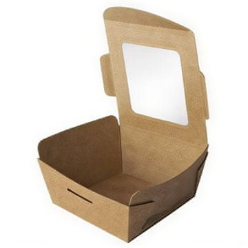 Papstar Papirnata posoda z okencem PLA "PURE" 350ml 4,5 x 9 x 9 cm 40 kosov.