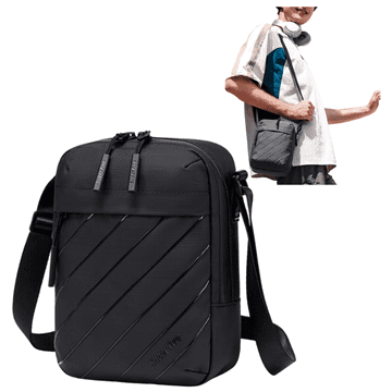 shumee Moška torba za čez ramo, črna, urbana, vodoodporna, elegantna, funkcionalna, torba za telefon 3,2 l