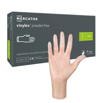 shumee Mercator Vinylex vinilne rokavice brez pudra, velikost S, prozorne, 100 kosov
