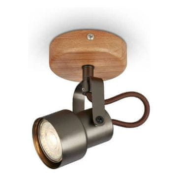 BRILONER LED stenska svetilka 1xGU10 Vintage 5W stropna stenska svetilka lesena spalnica dnevna soba