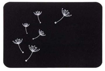 shumee RUPERT gumirana tekstilna predpražnik 60 x 40 cm poliester in TPR plastika črn vzorec 3 bel regrat potisk