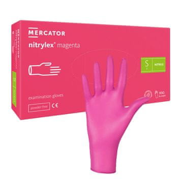 shumee Nitrilne rokavice S roza Mercator Nitrylex Magenta 100 kosov