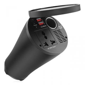 AMIO Skodasti pretvornik napetosti 12V/230V 150W/300W 2xUSB PI02 AMIO-02469