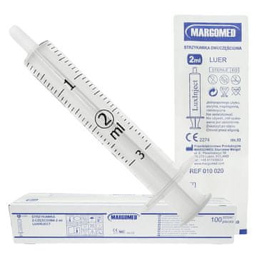shumee 2 ml Luerjeva dvodelna brizga LuxInject Margomed 100 kosov