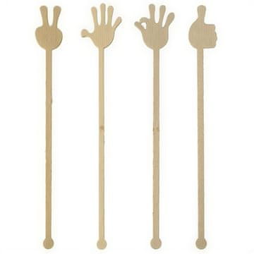 Papstar Bambusova mešalna palica za pijačo "Hands" 21 cm 100 kosov.