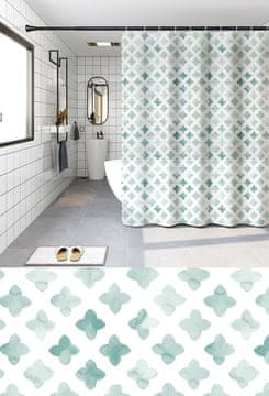 shumee Zavesa za tuš 180 x 180 cm PEVA vzorec 16 turkiznih rož