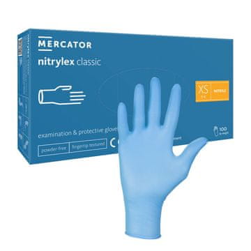 shumee Nitrilne rokavice XS modre Mercator Nitrylex Classic 100 kosov