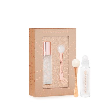 shumee CRYSTALLOVE komplet za 3D oči s prozornim kremenom - masažer za oči in roll-on - omejena izdaja