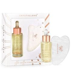 CRYSTALLOVE CRYSTALLOVE Komplet s kristaliziranim čistim kremenom - serum za obraz s kamnitim kristalom in masažno ploščo gua sha