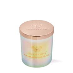 CRYSTALLOVE CRYSTALLOVE sojina sveča z mavričnim fluoritom in roza šampanjcem 220 g