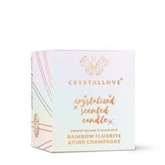 CRYSTALLOVE CRYSTALLOVE sojina sveča z mavričnim fluoritom in roza šampanjcem 220 g