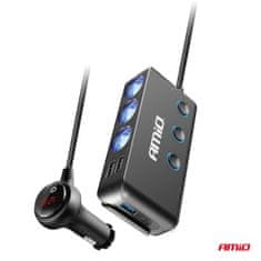 shumee Razdelilnik za cigaretni vžigalnik, čajnik, voltmeter, USB polnilec, USB-C, 12V, 24V, AMIO-03781