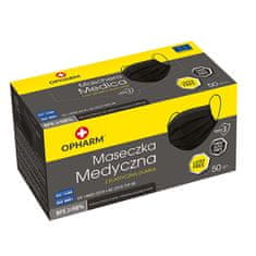 shumee Črna kirurška maska z elastiko tip IIR Opharm 50 kosov