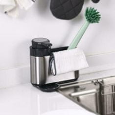 Eva Organizator za pomivalno korito z dozirnikom 300ml / inox, plastika